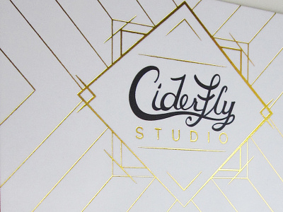 Gold Foil Business Cards for Ciderfly Studio art deco business card foil gatsby gold handrawn script script