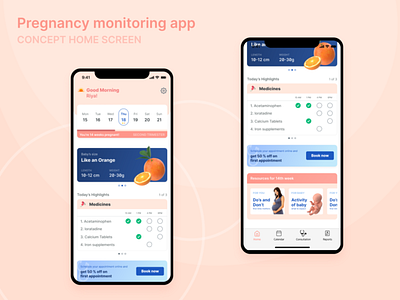 Pregnancy monitoring app concept healthcare home page home page design pregnancy pregnant