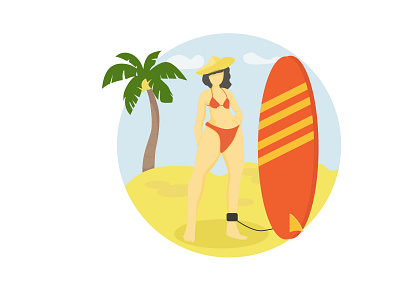 Surfing Flat Illustration