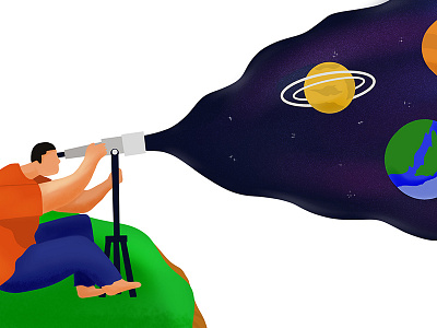 Telescope in Space design flat flatillustration illustration illustrator vector