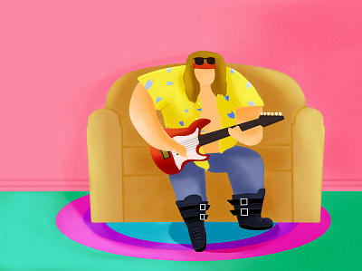 Playing music at home design flat flatillustration illustration vector