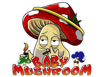 Baby Mushroom mascot.illuststion.mushroom