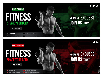 GYM Banner Design banner ads branding cover art cover design creative design design gym banner design logo ui web banner ad