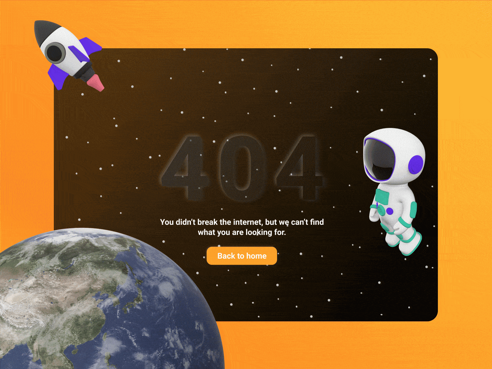 Daily UI 008 - 404 Page 3d 404 404 error 404 page astronaut daily ui daily ui 8 design error page gif motion ui user experience user interface ux web design web error website