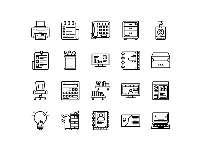Office Icon Set Design Line Style