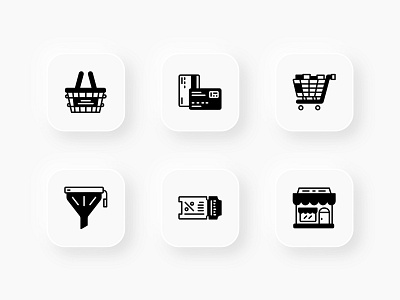 Online Shopping Icon Set Design Solid Line Style