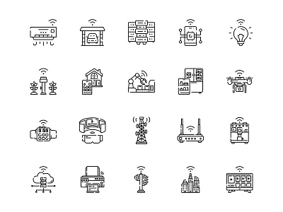 Internet Of Things Icon Set Design Line Style