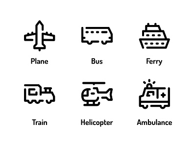 Transportation And Vehicle Icon Set Design Line Style