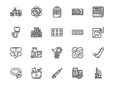 Medical Icon Set Design Line Style app icon custom icon health hospital icon icon design icon set icons illustration line icon medical medical care medicine medicines outline icon pharmacy science stethoscope treatment vector icon