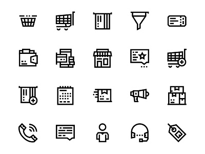 Online Shopping Icon Set Line Style