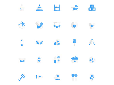 Simple Baby Icon Set Design Flat Style