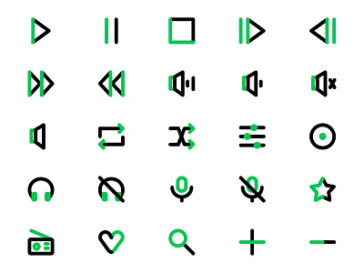 Player Icon Set Design Green Black Line Style graphicdesign icon icon design icon set iconography icons illustraion illustration line style play player players ui ui design ui icon ui icons userinterface web icon web icons webicons