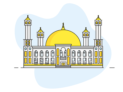 Mosque Islamic Center Illustration Design Flat Style design flat design flat illustration flatdesign flatillustration illustration illustrations moslem moslem design mosque simpleart