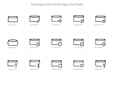Message Icon Set Design Line Style