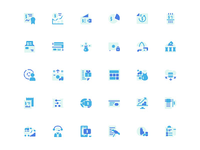 Finance Technology Icon Set Design Flat Style