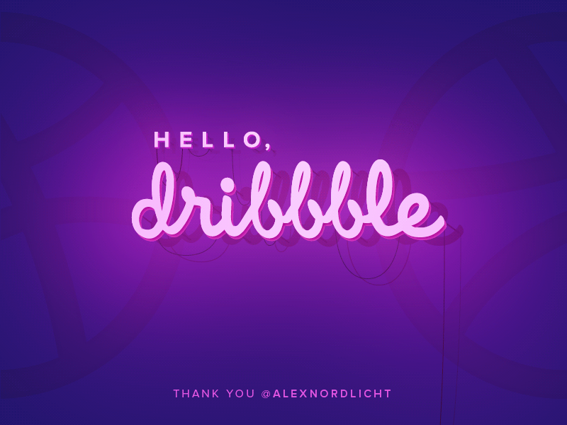 Hello, Dribbble! animate first shot gif hello dribble neon