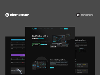 Axcorp - Trading & Investment Company Elementor Pro Full Site Te branding broker cryptocurr digital assets elementor graphic design investment mining template kit trading ui ux website