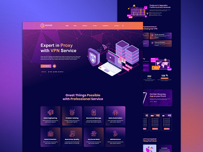 Booster - Proxy & App VPN Service Elementor Template Kit ui ux vpn website