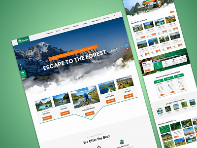 Escape - Forest Travel Adventure Elementor Pro Full Site Templat adventure agency branding business design destination elementor hiking illustration promotion tour travel ui ux web design website wordpress