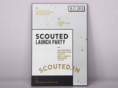 Scouted.In-vite gold illustration invitation space typography