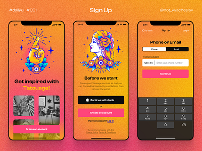 Sign Up | DailyUI 001 001 app dailyui sign up tattoos ui