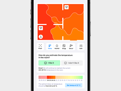Home Monitoring Dashboard app dailyui home monitoring dashboard ios minimalistic mobile smart home temperature settings ui ux