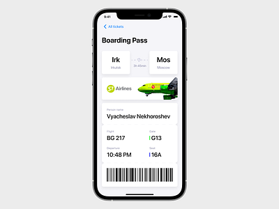 Boarding Pass app boarding pass dailyui interface ios minimalistic mobile ui ux
