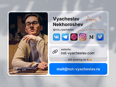 Contact Card branding contact card contacts not.vyacheslav profile self branding ui ux designer vyacheslav nekhoroshev