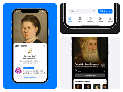 Art Gallery App | Features app art art gallery features image scanner ios mobile search ui ux vr
