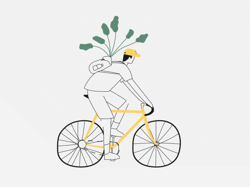 People with Plants animation bike character illustration line illustration people plants simple