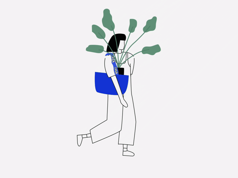 People with Plants animation bag character ikea illustration plant walking cycle woman