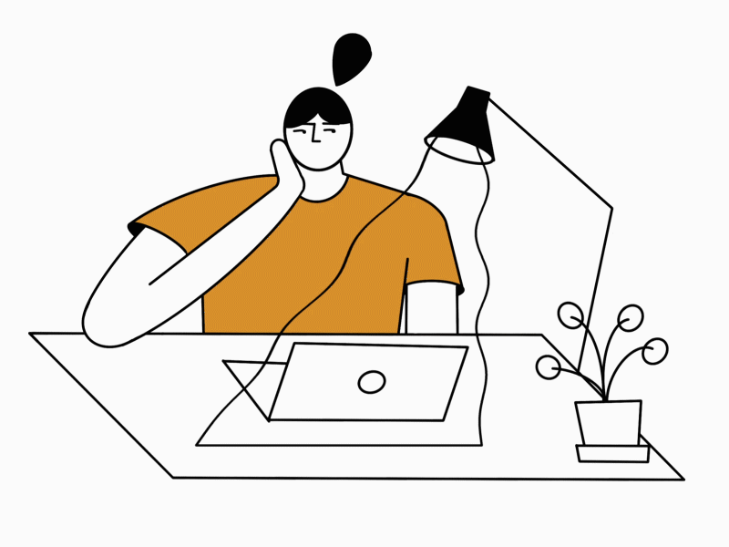Home Office animation character design desk home office illustration lineart simple work workspace
