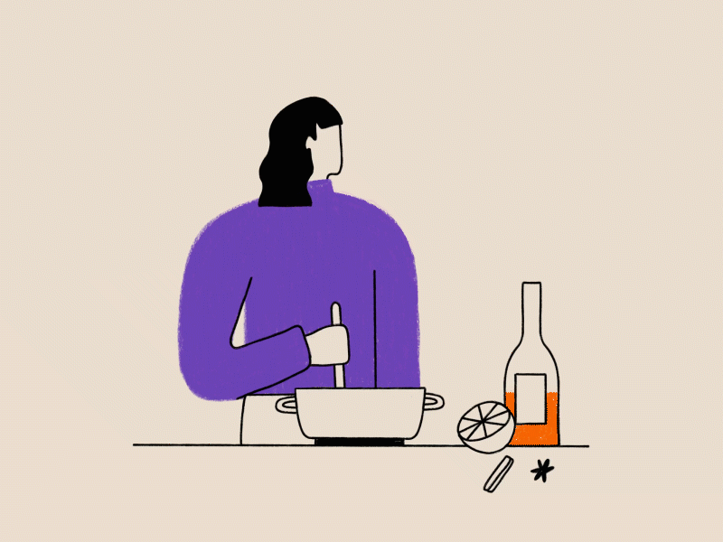 Mulled Wine - Christmas animation character christmas illustration kitchen motion mulledwine orange procreate simple smell spices woman