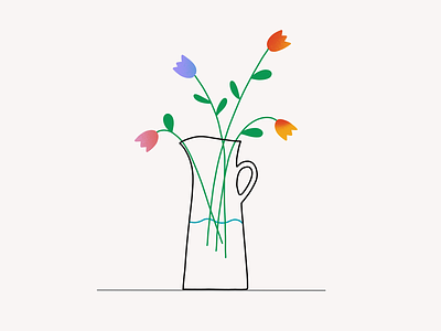 Tulips flowers illustration line peachtober procreate simple tulips vase