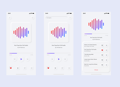 Music Playerui app clean ui neomorphism skeuomorphism design soft ui ui ux