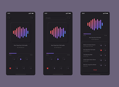 Music Player Black Theme clean ui skeuomorphism design soft ui ueuomorphism design ui ux