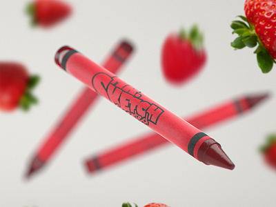 Strawberry Wax 3d blender cgi crayon mr. sketch render strawberry