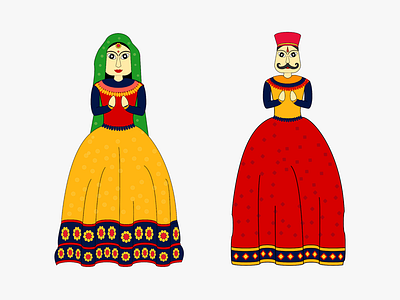 Traditional Indian Dolls (Katputli) dolls illustration indian katputli rajasthan tradition