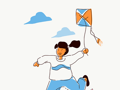 Play kite illustration typography ux
