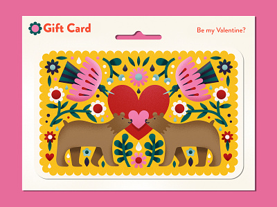 Valentine's Gift Card bear bird card female illustrator flowers gift gift card gift card design heart illustration love mockup store display texture valentine valentines valentines day vday