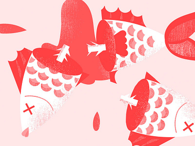 dead fish animals blood dead fish illustration red