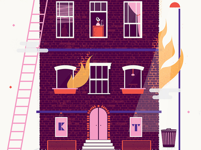 kate tempest brick building burning fire gig poster illustration kate tempest ladder music poster texture windows
