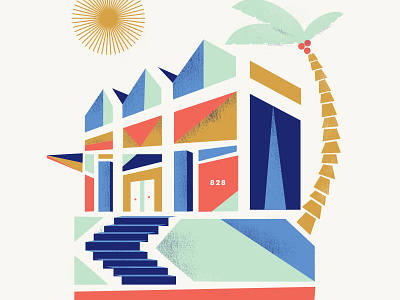 building 828 agency building gsdm illustration palm tree stairs sun sxsw