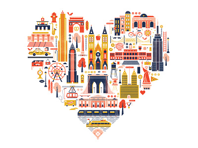 Great Little Place brooklyn buildings city empire state heart illustration manhattan new york queens subway taxi travel