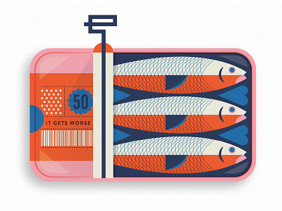 Sardines can dead fish illustration magnet package sardine sticker
