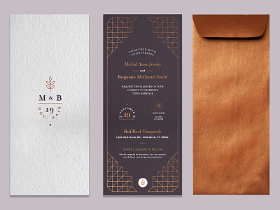 Invite - alt copper foil geometric himmeli invitation invite letterpress typography wedding wedding invite