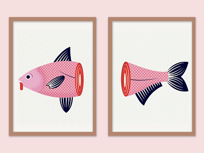 fish snips animal art print dead fin fish frame illustration print scale series underwater