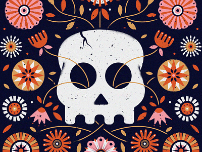 skull fall festival floral flowers halloween holiday illustration pattern skull spooky