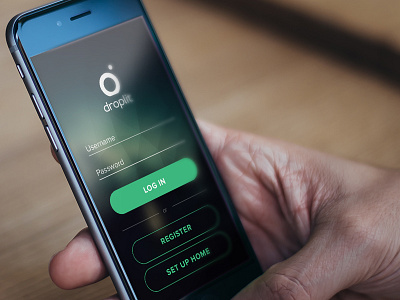 Droplit Log In View app buttons flat green login polygons rounded texture triangles ui