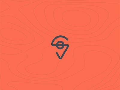 S icon logo map orange pindrop topography